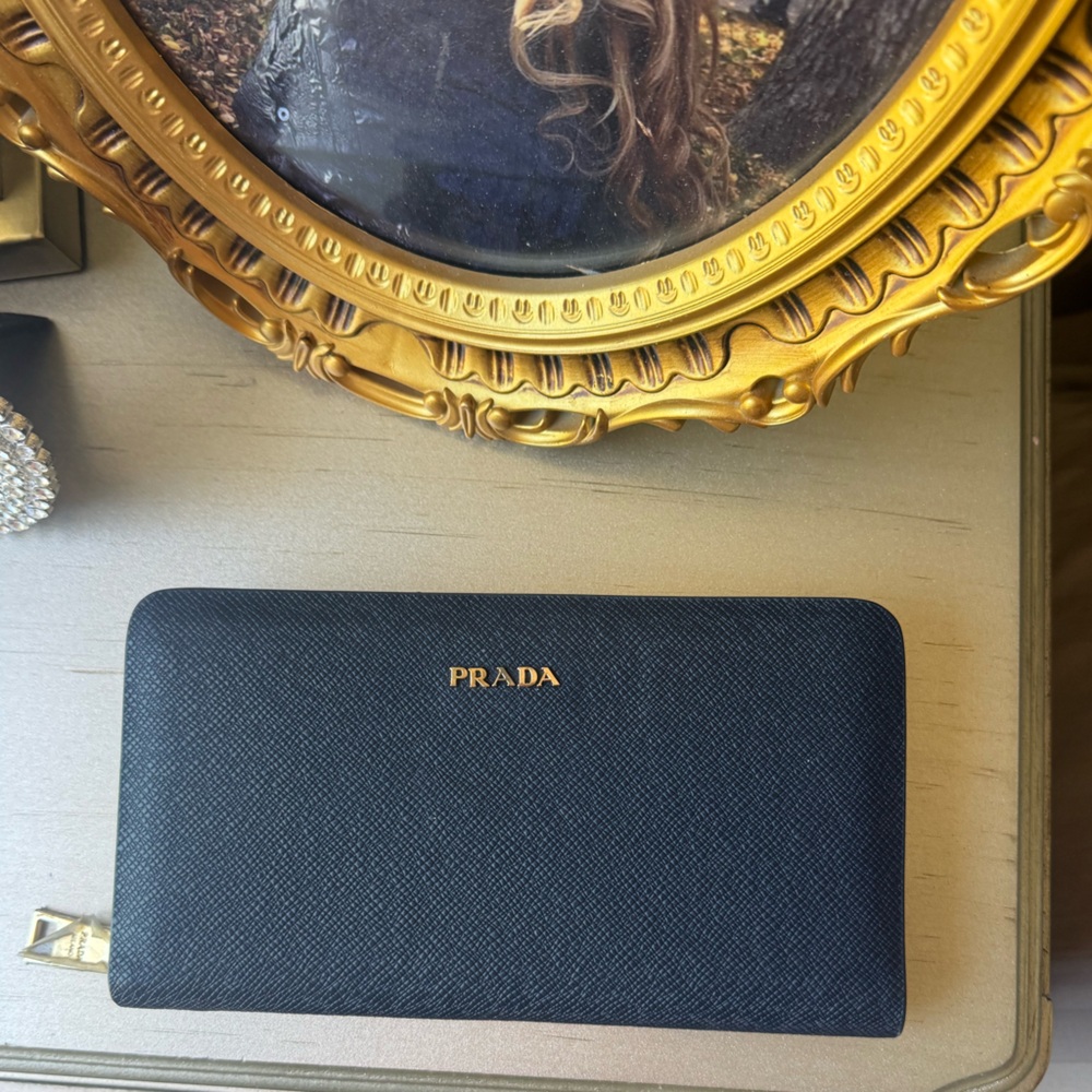 navy blue long Wallet